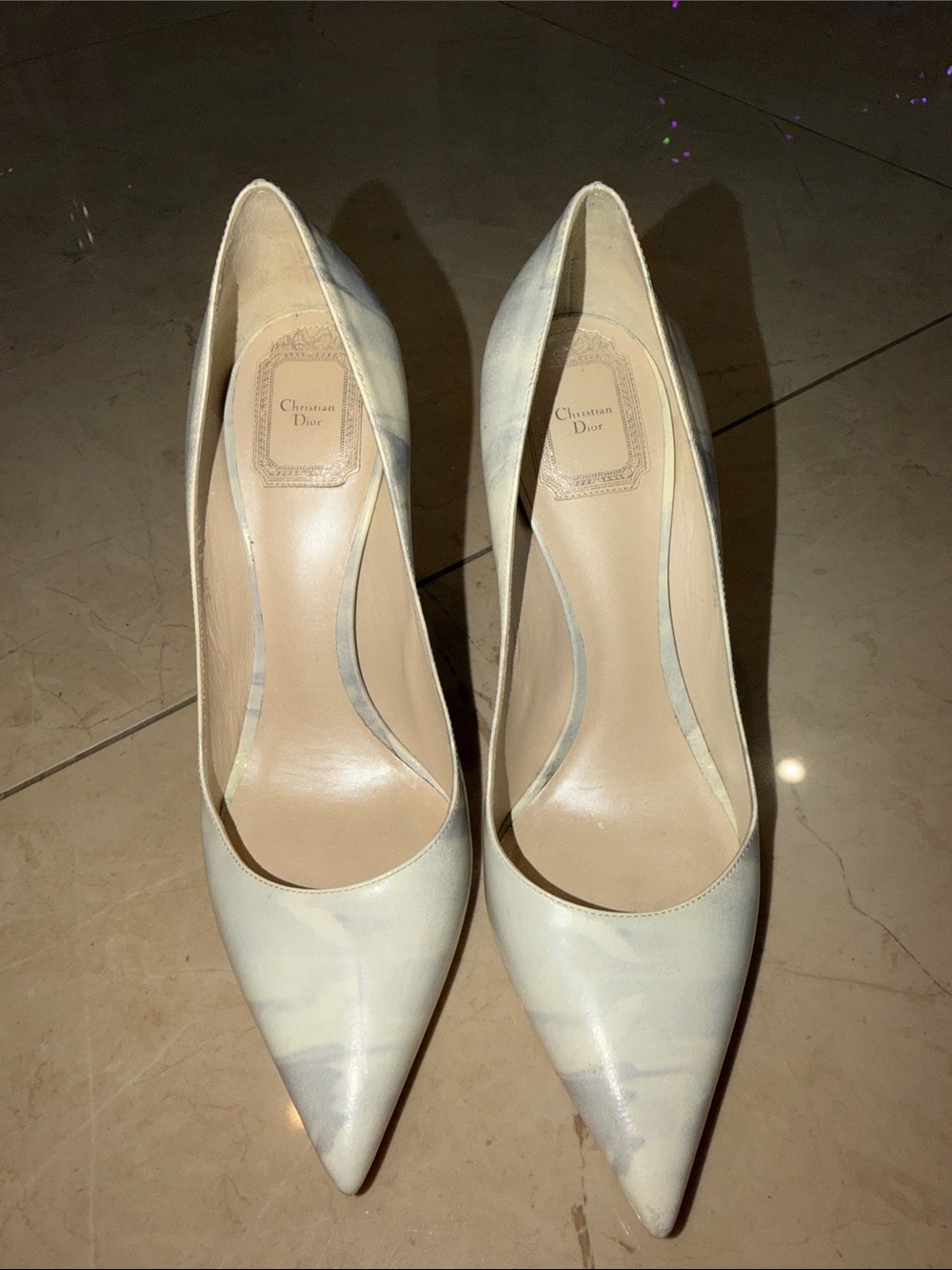 Dior Light Blue Pointed-Toe Leather Pumps size 39.5